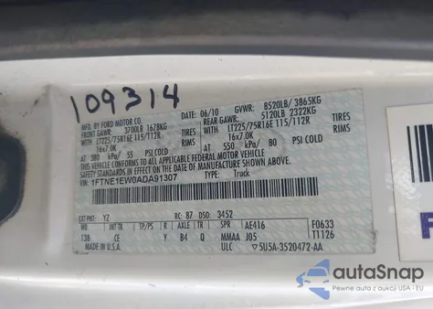 2010 Ford E-150 Commercial/Recreational from USA, damaged, VIN 1FTNE1EW0ADA91307